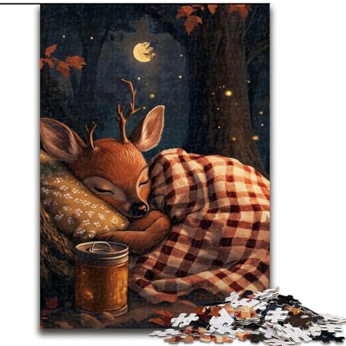 Puzzles für Teenager, 1000 Teile, schlafender Hirsch, für Lernspiele, Herausforderungsspielzeug, einzigartige Heimdekoration und Geschenke (Größe 26x38cm) von MLADSOEHK
