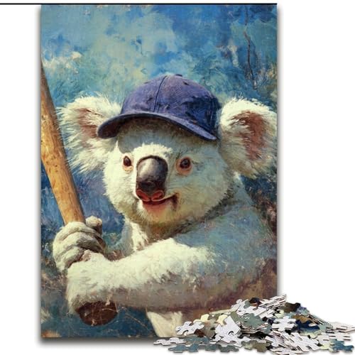 Puzzles für Teenager, 1000-teiliges Puzzle, Koala spielt Baseball, Spiele, Spielzeug, Geschenk, einzigartige Geburtstags- und Geschenkideen für Kinder ab 14 Jahren (Größe 50x75cm) von MLADSOEHK