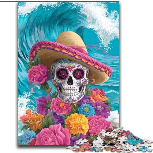 Puzzles für Teenager, 1000-teiliges Puzzle, Zuckerschädel, für Lernspiele, Herausforderungsspielzeug, einzigartige Heimdekoration und Geschenke (Größe 50x75cm) von MLADSOEHK