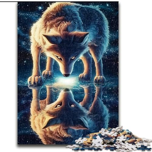 Puzzles für Teenager, 1000-teiliges Puzzle Reflection of The Wolf, Spiele, Spielzeug, Geschenk, einzigartige Geburtstags- und Geschenkideen für Kinder ab 14 Jahren (Größe 50x75cm) von MLADSOEHK