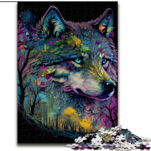 Puzzles für Teenager, 1000-teiliges Puzzle Wolf in Farbe, Spiele, Spielzeug, Geschenk, einzigartige Geburtstags- und Geschenkideen für Kinder ab 14 Jahren (Größe 26x38cm) von MLADSOEHK