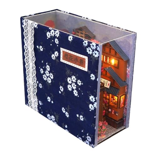 DIY Book Nook Kit, 3D Wooden Puzzle Booknook Miniature Kit, DIY Miniature Dolls House Kit with Furniture and LED Light for Adults von MLEHN