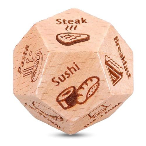Date Night Dice for Couples Wooden Food Dice, 2024 NEW Wooden Funny Dice with 12 Food Patterns for Couples,Cute Patterns Dinner Decider Dice for Birthday, Valentine's Day von MLEHN