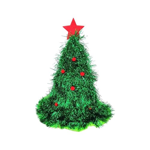 MLEHN Weihnachtsbaumhut mit Stern, lustige Weihnachts-Party-Kopfbedeckung für Erwachsene, Einheitsgröße, Grün von MLEHN