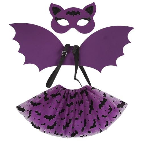MLPKOI 3 Pcs Halloween Fledermaus Kostüm Kinder, Halloween Kostüm, Fledermauskostüm mit Fledermaus-Maske, fFledermaus Tutu und Fledermausflügel, für Karneval Cosplay Party Vampir Mottoparty MLPKOI 3 Pcs Halloween Fledermaus Kostüm Kinder, Halloween Kostüm, Fledermauskostüm mit Fledermaus-Maske, fFledermaus Tutu und Fledermausflügel, für Karneval Cosplay Party Vampir Mottoparty von MLPKOI