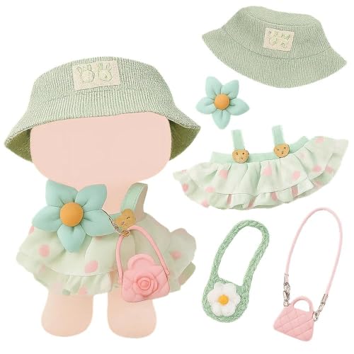MLPKOI 5 Pcs 17cm Puppenkleidung, Puppe Kleidung für La-bubu, Puppen Zubehör mit 1 Grünes Band Kleid, 1 Kopfschmuck, 1 Sonnenschirm, 2 Tasche. Geschenke für Jungen und Mädchen MLPKOI 5 Pcs 17cm Puppenkleidung, Puppe Kleidung für La-bubu, Puppen Zubehör mit 1 Grünes Band Kleid, 1 Kopfschmuck, 1 Sonnenschirm, 2 Tasche. Geschenke für Jungen und Mädchen von MLPKOI