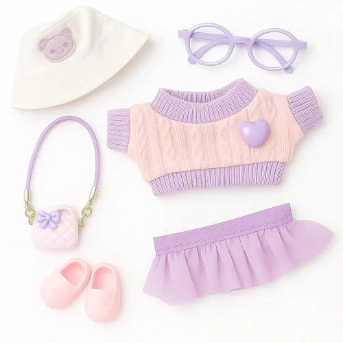 MLPKOI 6 Stück Kleidung für Labu, Plüsch La-pu-bu Puppenkleidung, Puppe Original 17cm Plüsch Bekleidung, Puppenzubehör, Ideales Kinder Geschenk (Plüschpuppe Nicht Enthalten) von MLPKOI