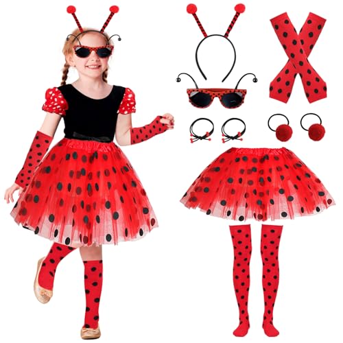 MLPKOI 9 Stücke Ladybug Kostüm Mädchen Zubehör Set, ladybug kostüm mädchen, ladybug kostüm, faschingskostüme kinder, kostüm kinder, für Halloween Karneval Geburtstag Party MLPKOI 9 Stücke Ladybug Kostüm Mädchen Zubehör Set, ladybug kostüm mädchen, ladybug kostüm, faschingskostüme kinder, kostüm kinder, für Halloween Karneval Geburtstag Party von MLPKOI