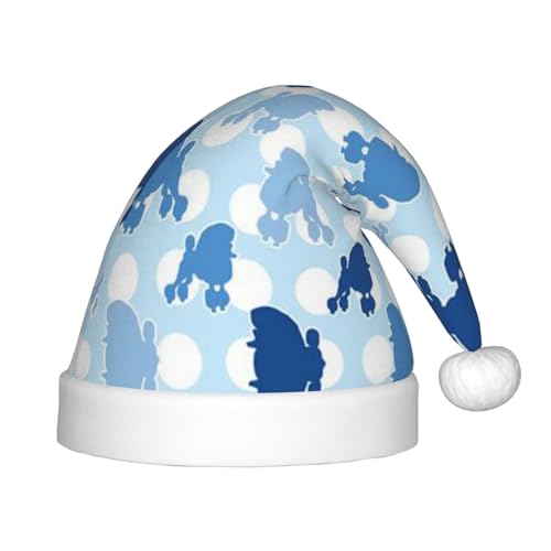 MLTRFGJ Blauer Pudel-Weihnachtsmütze für Kinder, gepunktet, geeignet für Urlaub und Party-Dekoration von MLTRFGJ