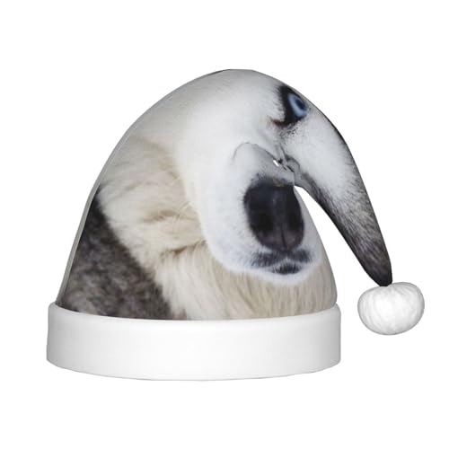 MLTRFGJ Niedlicher Husky bedruckte Kinder-Weihnachtsmütze, geeignet für Urlaub und Party-Dekoration von MLTRFGJ