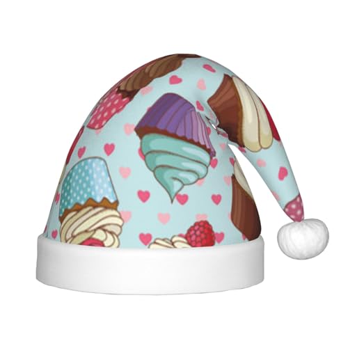MLTRFGJ Weihnachtsmütze für Kinder, Cupcake-Muster, geeignet für Urlaub und Partydekoration von MLTRFGJ