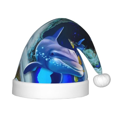 MLTRFGJ Weihnachtsmütze für Kinder, Delfin-Druck, geeignet für Urlaub und Party-Dekoration MLTRFGJ Weihnachtsmütze für Kinder, Delfin-Druck, geeignet für Urlaub und Party-Dekoration von MLTRFGJ