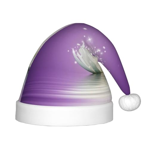 MLTRFGJ Weihnachtsmütze für Kinder, Motiv: Lotusblume, violett, bedruckt, geeignet für Urlaub und Party-Dekoration von MLTRFGJ