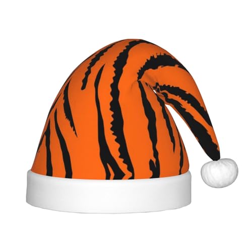 MLTRFGJ Weihnachtsmütze für Kinder, Motiv: orangefarbener Tiger, Leopardenmuster, geeignet für Urlaub und Partydekoration von MLTRFGJ