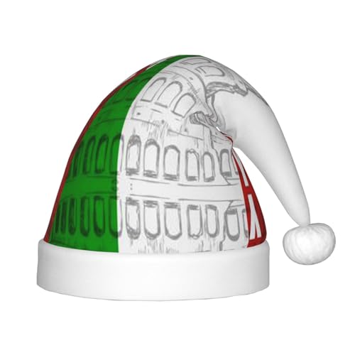 MLTRFGJ Weihnachtsmütze für Kinder, Motiv: römisches Kolosseum, italienische Flagge, bedruckt, geeignet für Urlaub und Party-Dekoration MLTRFGJ Weihnachtsmütze für Kinder, Motiv: römisches Kolosseum, italienische Flagge, bedruckt, geeignet für Urlaub und Party-Dekoration von MLTRFGJ