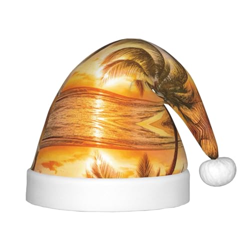 MLTRFGJ Weihnachtsmütze für Kinder, Motiv: tropische Strandpalme, Sonnenuntergang, bedruckt, geeignet für Urlaub und Party-Dekoration MLTRFGJ Weihnachtsmütze für Kinder, Motiv: tropische Strandpalme, Sonnenuntergang, bedruckt, geeignet für Urlaub und Party-Dekoration von MLTRFGJ