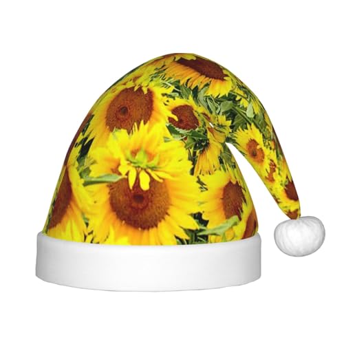 MLTRFGJ Weihnachtsmütze für Kinder, mit Sonnenblumen-Motiv, geeignet für Urlaub und Partydekoration von MLTRFGJ