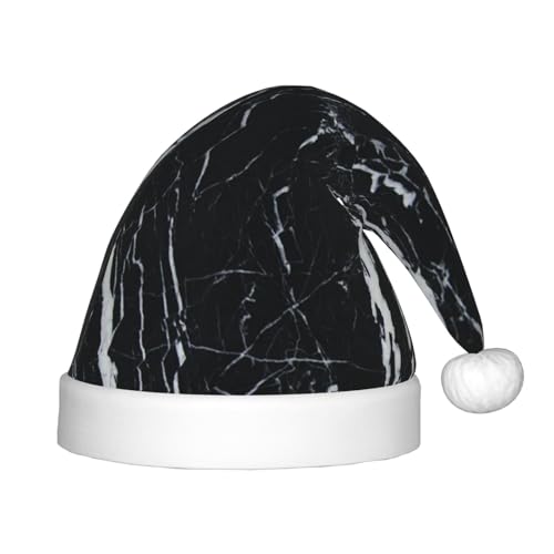 MLTRFGJ Weihnachtsmütze für Kinder, schwarz-weiß, Marmor-Druck, geeignet für Urlaub und Party-Dekoration von MLTRFGJ