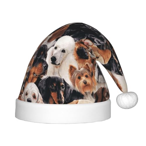 Weihnachtsmütze für Kinder, bedruckt mit vielen Hunden, geeignet für Urlaub und Partydekoration von MLTRFGJ