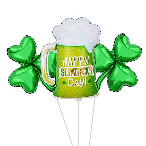 Irish Green Shamrock Balloons St. Patricks Folienballons Bier Weingläser Luftballons Party Gunst Für Karneval von MLWSKERTY