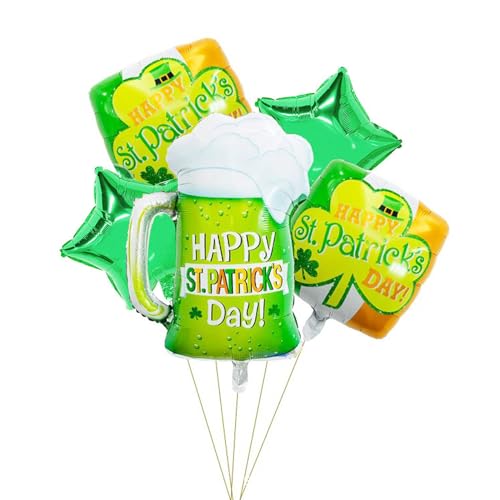 Irish Green Shamrock Balloons St. Patricks Folienballons Bier Weingläser Luftballons Party Gunst Für Karneval von MLWSKERTY