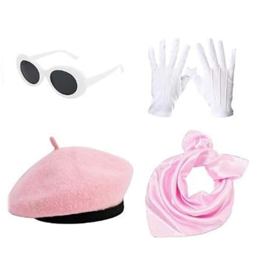 MLWSKERTY 1980er Jahre Französisch Kostüm Set French Berets Hutgläser Schalhandschuhe Französische Künstler Kits Für Halloween Cosplay Carnivals MLWSKERTY 1980er Jahre Französisch Kostüm Set French Berets Hutgläser Schalhandschuhe Französische Künstler Kits Für Halloween Cosplay Carnivals von MLWSKERTY