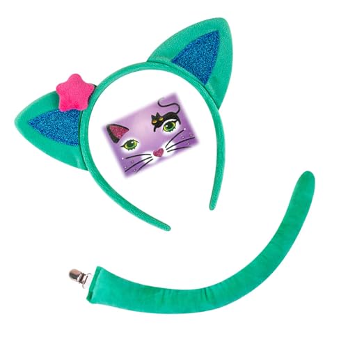 MLWSKERTY 2/3/4pcs Katzen Kostüm Set Halloween Kostüm Cosplay Party Requisiten Katzen Ohren Stirnband Bowtie Schwanz Tutus Gesicht Aufkleber Kinder Kinder von MLWSKERTY
