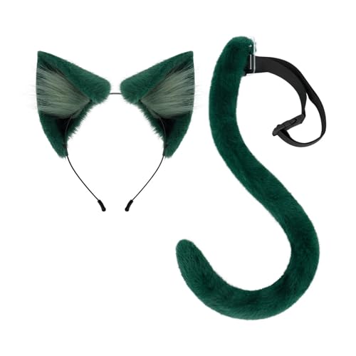 MLWSKERTY 2pcs Halloween Katzen Kostüm Tierkleid Kits Beinhaltet Katzen Haarbandschwanz Für Kinder Geburtstag Halloween Cosplay Party von MLWSKERTY