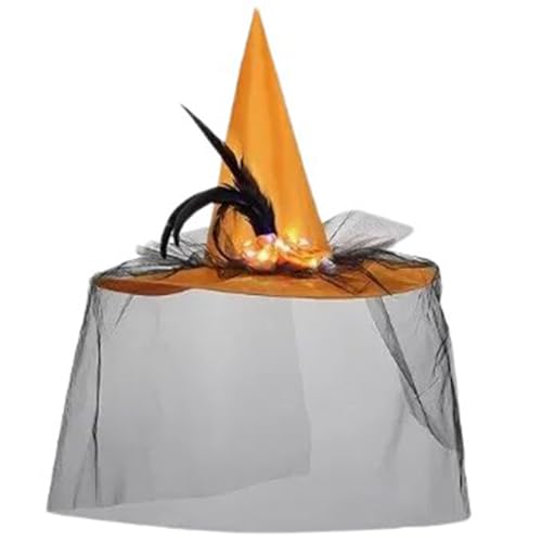 MLWSKERTY Einzigartiger Hexenhut Halloween Leuchtendes Accessoire Für Halloween Party Dekorationen Elegante Kopfbedeckung Für Maskeraden MLWSKERTY Einzigartiger Hexenhut Halloween Leuchtendes Accessoire Für Halloween Party Dekorationen Elegante Kopfbedeckung Für Maskeraden von MLWSKERTY