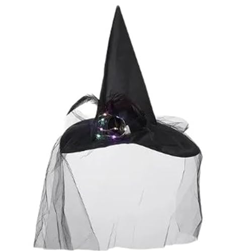 MLWSKERTY Einzigartiger Hexenhut Halloween Leuchtendes Accessoire Für Halloween Party Dekorationen Elegante Kopfbedeckung Für Maskeraden MLWSKERTY Einzigartiger Hexenhut Halloween Leuchtendes Accessoire Für Halloween Party Dekorationen Elegante Kopfbedeckung Für Maskeraden von MLWSKERTY