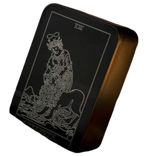 MLWSKERTY Eisen Tarot Kartenspeicher Hülle Tragbare Tarotkarten Box Astrologys Wahrsagung Aufbewahrungsfall Weiße Linienmusterkarte Contate von MLWSKERTY