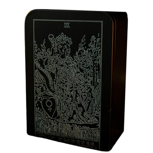 MLWSKERTY Eisen Tarot Kartenspeicher Hülle Tragbare Tarotkarten Box Astrologys Wahrsagung Aufbewahrungsfall Weiße Linienmusterkarte Contate von MLWSKERTY