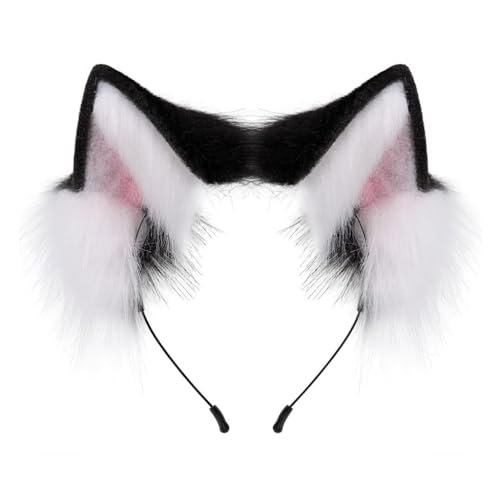 MLWSKERTY Haarreif mit pelzigen Ohren, weich, bequem, Tier-Kopfbedeckung, Haarteile für Kostüm, Spielen, Halloween, Party, Kopfbedeckung, Zubehör von MLWSKERTY