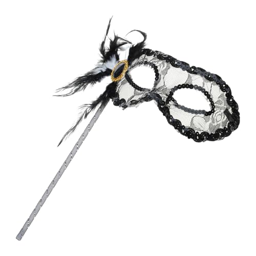 MLWSKERTY Halbgesichtsbedeckung Cosplay Spitze Eyemask Gefiedertes Maskerade Gesichtsabdeckung Mit Stick Für Frauen Carnivals Halloween MLWSKERTY Halbgesichtsbedeckung Cosplay Spitze Eyemask Gefiedertes Maskerade Gesichtsabdeckung Mit Stick Für Frauen Carnivals Halloween von MLWSKERTY
