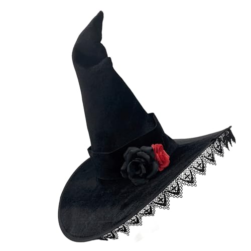 MLWSKERTY Halloween Hexenhut Verstellbare Frauen Hexenhut Handgefertigte Hexereien Schöner Halloween Kostümzubehör von MLWSKERTY