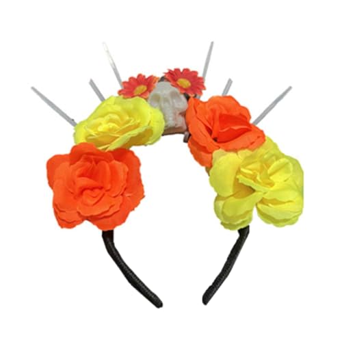 MLWSKERTY Halloween-Stirnbänder, Tag der Toten, Blumenkrone, Stirnband, Mexikaner, Kopfschmuck, Halloween-Partyzubehör MLWSKERTY Halloween-Stirnbänder, Tag der Toten, Blumenkrone, Stirnband, Mexikaner, Kopfschmuck, Halloween-Partyzubehör von MLWSKERTY
