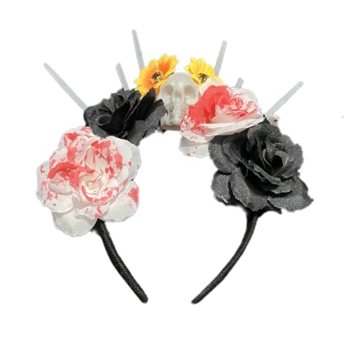 MLWSKERTY Halloween-Stirnbänder, Tag der Toten, Blumenkrone, Stirnband, Mexikaner, Kopfschmuck, Halloween-Partyzubehör MLWSKERTY Halloween-Stirnbänder, Tag der Toten, Blumenkrone, Stirnband, Mexikaner, Kopfschmuck, Halloween-Partyzubehör von MLWSKERTY