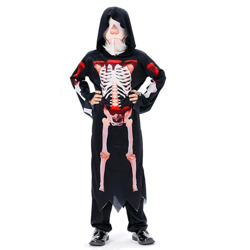 MLWSKERTY Kinder Todeskostüm Set Halloween Todeskostüm Für Kinderjunge Gril Beinhaltet Robe Scythe Face Handschuh MLWSKERTY Kinder Todeskostüm Set Halloween Todeskostüm Für Kinderjunge Gril Beinhaltet Robe Scythe Face Handschuh von MLWSKERTY