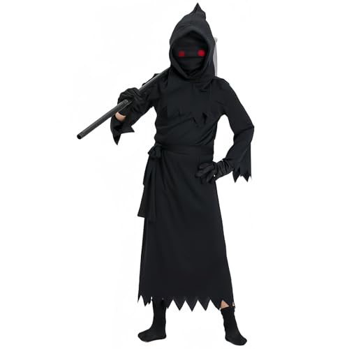 MLWSKERTY Kinder Todeskostüm Set Halloween Todeskostüm Für Kinderjunge Gril Beinhaltet Robe Scythe Face Handschuh MLWSKERTY Kinder Todeskostüm Set Halloween Todeskostüm Für Kinderjunge Gril Beinhaltet Robe Scythe Face Handschuh von MLWSKERTY