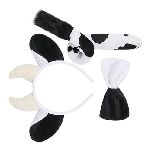 MLWSKERTY Kuh Rollenspiel Outfit Accessoires Halloween Tierkostüm Für Jungen Mädchen Kinder Erwachsene Halloween Geburtstag Cosplay Party von MLWSKERTY