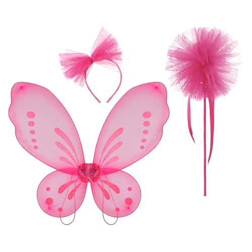 MLWSKERTY Mädchen Schmetterling Flügel Für Kinder Geburtstag Cosplay Halloween Weihnachten Mit Stirnband Und Zauberstab Kinderfeen Dress Up Outfit von MLWSKERTY