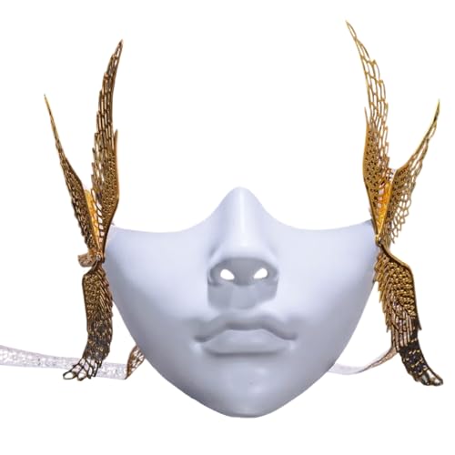 MLWSKERTY Maskerademaske Mit Flügel Halbe Gesichtsmaske Halloween Maske Mechanische Maske Für Frauen Männer Halloween Masquerade Cosplay von MLWSKERTY