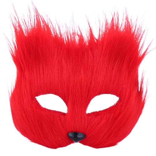 MLWSKERTY Plüschkatzen Maske Halloween Katzen Gesichtsmaske Plastiktier Cosplay Maske Für Frauen Mann Halloween Masquerades Party von MLWSKERTY