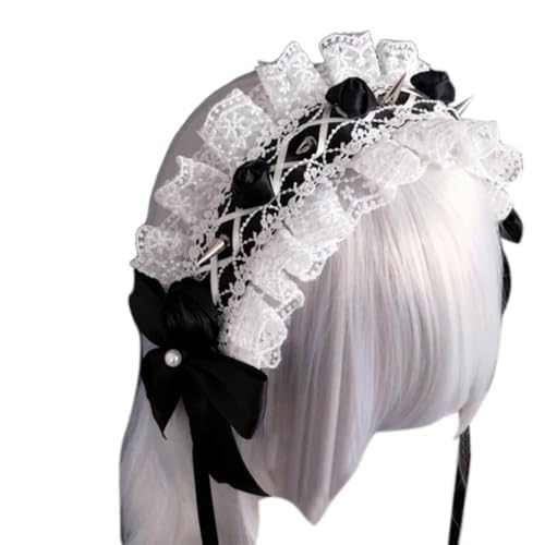 MLWSKERTY Rocker Niet Haarband Spitze Gothic Kopfbedeckung für Party Cosplay Zubehör für Musik Festivals Nachtclubs Livehouse von MLWSKERTY