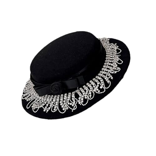 MLWSKERTY Steampunks Lolitas Small Hat Hair Clip Mit Zarten Quasten Und Strassstiche Bowknot Heart Decoration Für Event von MLWSKERTY