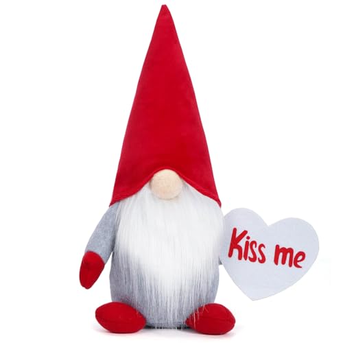 MLWSKERTY Striped Gnomes Plüschpuppen Elfen Dekoration Origination Mit Süßem Liebesherz Für Tischtop Dekore Valentines Geschenk von MLWSKERTY