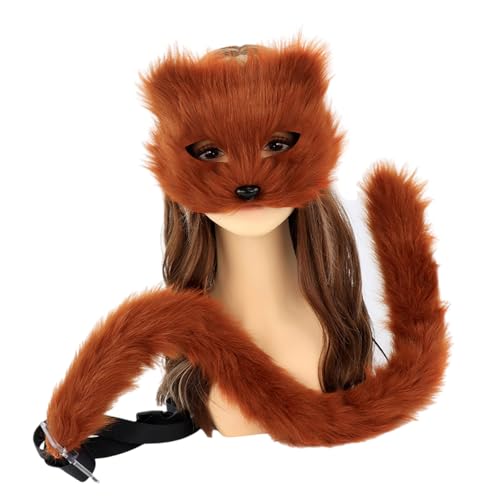 MLWSKERTY Therianians Maske Und Schwanz Für Mädchen Halloween Cats Tail Cosplay Füchse Wolf Schwanz MLWSKERTY Therianians Maske Und Schwanz Für Mädchen Halloween Cats Tail Cosplay Füchse Wolf Schwanz von MLWSKERTY