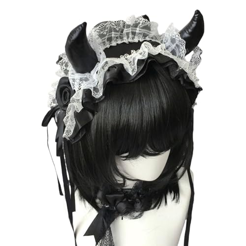 MLWSKERTY Vintage Lace Devil Horn Stirnband Komfortable Cosplay Kopfstück Für Frauen Musikfestival Halloween Cosplay Event Kostüm Haarzubehör MLWSKERTY Vintage Lace Devil Horn Stirnband Komfortable Cosplay Kopfstück Für Frauen Musikfestival Halloween Cosplay Event Kostüm Haarzubehör von MLWSKERTY
