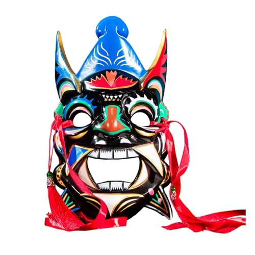 MLWSKERTY Vollgesichtsmaske Masquerade Party Maske Cosplay Maske Hand Bemalt Nuo Opern Maske Für Temple Halloween Weihnachtsfeier von MLWSKERTY
