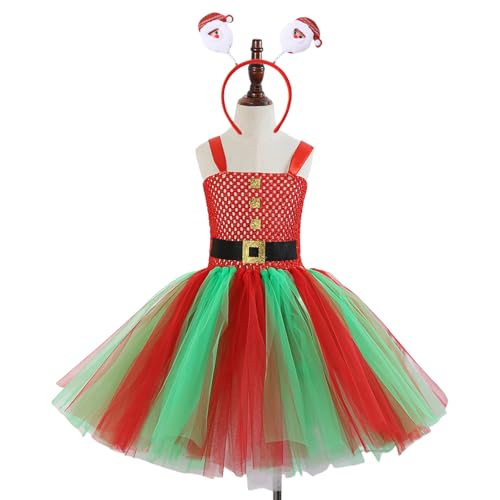MLWSKERTY Weihnachten Kleider Kostümzubehör Weihnachtskostüm Mit Kleid Weihnachtshut (oder Stirnband) Für Mädchen Weihnachten von MLWSKERTY